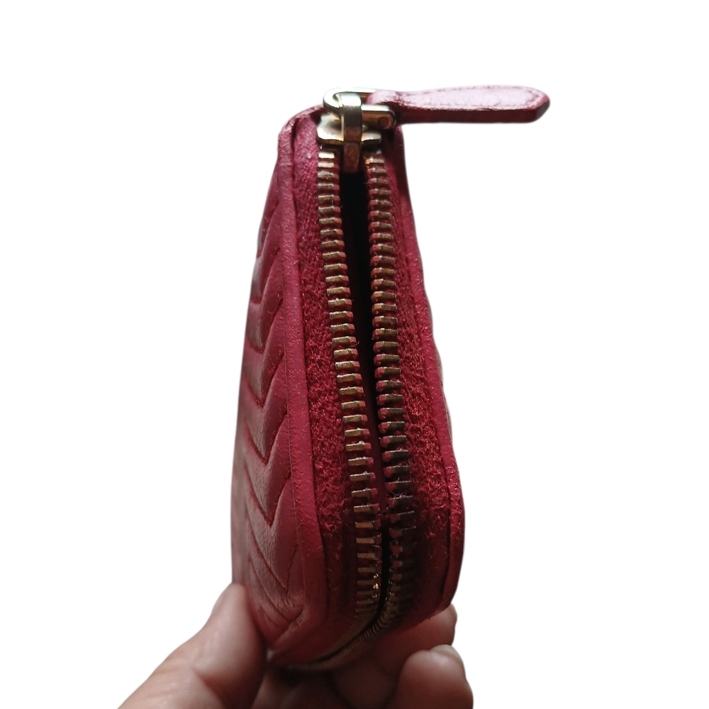 Prada Saffiano Chevron Ribbon Peonia Pink Zip Around Wallet w/ Authentication - Picture 8 of 16